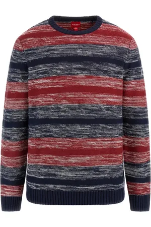 Guess Truien, Heren, Veelkleurig, XL, Katoen, Gestreept katoenen trui