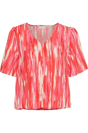 Kaffe Blouses & Shirts, Dames, Veelkleurig, S, Roze Abstract Print Blouse