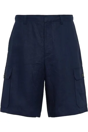 Prada Korte broeken, Heren, Blauw, L, Linnen, Linnen Bermuda Shorts