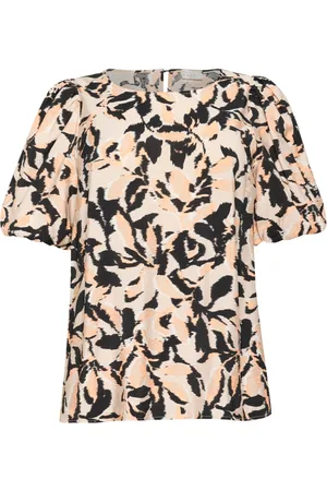 Kaffe Blouses & Shirts, Dames, Veelkleurig, XL, Blouse met wazig bladpatroon