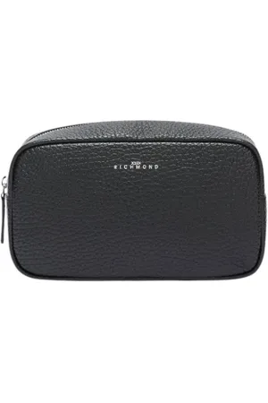 John Richmond Tassen, Dames, Zwart, ONE Size, Leer, Beauty case in gehamerd leer