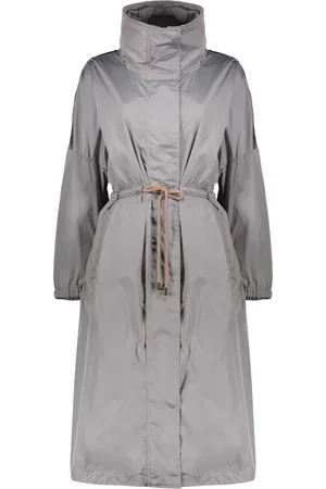 MOORER Mantels, Dames, Grijs, L, Waterdichte Parka met Afneembare Capuchon