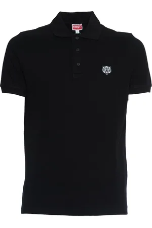 Kenzo Tops, Heren, Zwart, M, Katoen, Happy Tiger Polo Zwart Ss 25