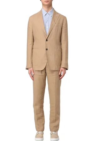 Manuel Ritz Pakken, Heren, , XL, Linnen, Linnen Pak Monopetto Klassiek Slim Fit