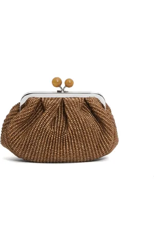 Max Mara Tassen, Dames, Bruin, ONE Size, Bruine Raffia Clutch Ss 25