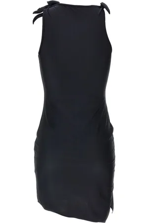 COPERNI Kleedjes, Dames, Zwart, S, Zwarte Asymmetrische Bloem Mini Jurk