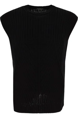 Rick Owens Truien, Heren, Zwart, L, Katoen, Katoenen Gebreid Vest
