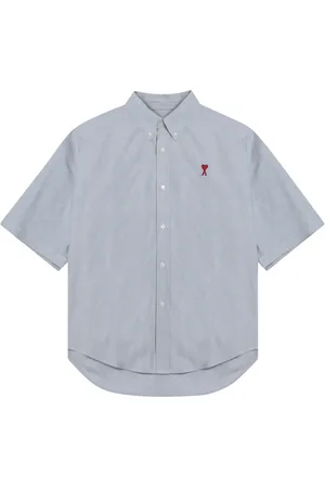 Ami Overhemden, Heren, Blauw, L, Katoen, Korte mouwen overhemd in ADC-stijl