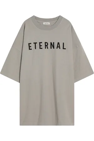 FEAR OF GOD Tops, Heren, Grijs, L, Korte mouwen ronde hals T-shirt