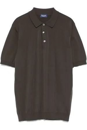 DRUMOHR Tops, Heren, Bruin, 3Xl, Katoen, Bruine Katoenen Poloshirt met Klassieke Kraag