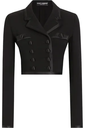 Dolce & Gabbana Jassen, Dames, Zwart, S, Dubbelrijige korte jas