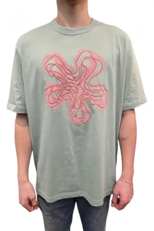 Paul Smith Tops, Heren, Grijs, XL, Amandelgroen Bloemenprint T-shirt