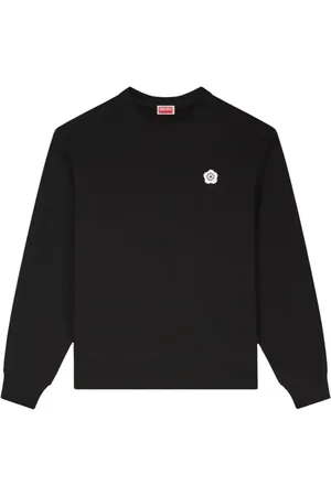 Kenzo Sweatshirts & Hoodies, Heren, Zwart, M, Katoen, Zwarte Boke Flower 2.0 Geborduurde Sweater