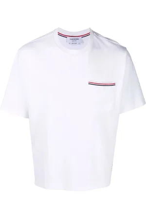 Thom Browne Tops, Heren, Wit, S, Katoen, Milano Katoenen Zak T-shirt