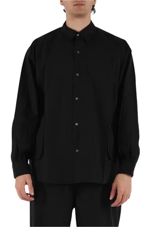 Roberto Collina Overhemden, Heren, Zwart, M, Katoen, Katoenen Oversized Shirt met Zakken