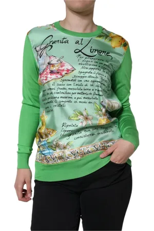 Dolce & Gabbana Tops, Dames, Groen, M, Citroen Granita Zijden Trui