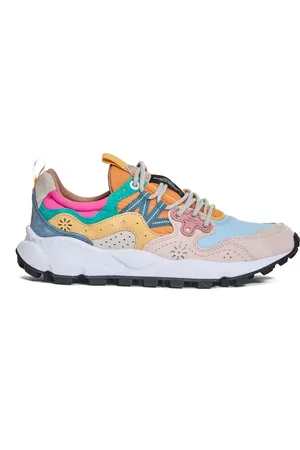Flower Mountain Schoenen, Dames, Veelkleurig, 40 EU, 3 Roze en Blauwe Stijlvolle Bloemen