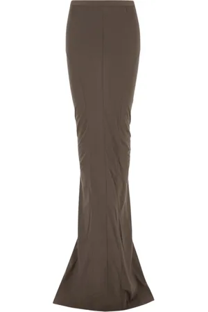 Rick Owens Rokken, Dames, Bruin, S, Katoen, Lange Rok met Achteropening