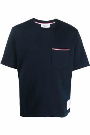 Thom Browne Tops, Heren, Blauw, S, Katoen, Blauwe Oversized Zak T-shirt