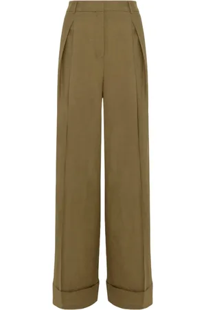 Blugirl Broeken, Dames, Groen, M, Linnen, Wijde Linnen Broek