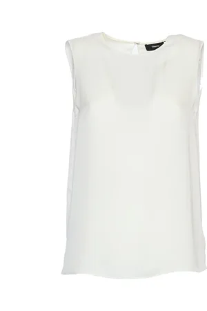 THEORY Tops, Dames, Wit, M, Ivoor Zijden Georgette Shell Top