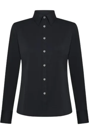 RRD Blouses & Shirts, Dames, Zwart, S, Stretch Oxford Shirt met Nacre Knopen