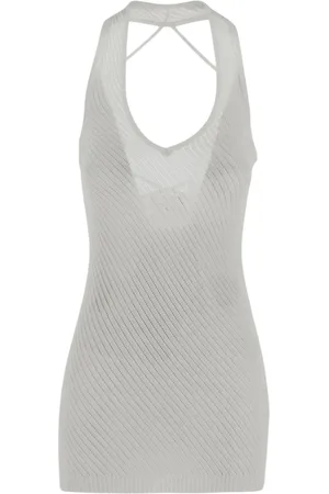 LANEUS Kleedjes, Dames, Wit, S, Mini Jurk met Open Rug