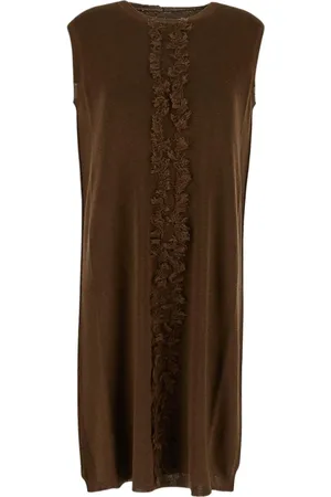 UMA WANG Kleedjes, Dames, Bruin, S, Wol, Fringe Jurk voor Vrouwen