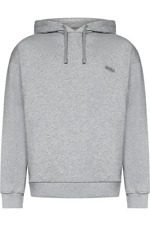 Ermenegildo Zegna Sweatshirts & Hoodies, Heren, Grijs, S, Katoen, Grijze trui met capuchon en zakken
