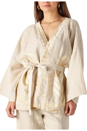 Greek Archaic Kori Blouses & Shirts, Dames, , S, Linnen, Linnen Blouse, Elegant en veelzijdig