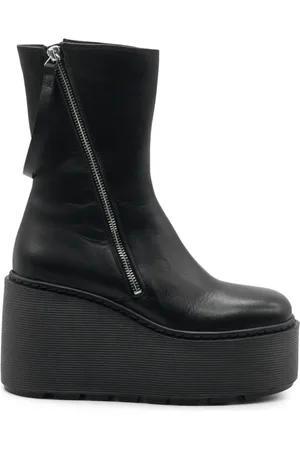 vic matiè Schoenen, Dames, Zwart, 35 EU, Leer, Stripy Zwarte Sleehak Enkellaars
