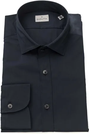 BAGUTTA Overhemden, Heren, Blauw, L, Slim Fit Franse Kraag Shirt