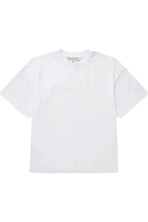 Munthe Tops, Dames, Wit, M, Katoen, Zachte Tee met Geborduurd Logo