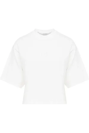 ANINE BING Tops, Dames, Wit, M, Ingekaderde Mono Cropped Tee