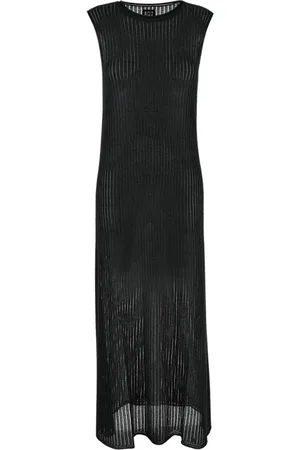 FISICO Kleedjes, Dames, Zwart, M, Mouwloze Transparante Lange Jurk