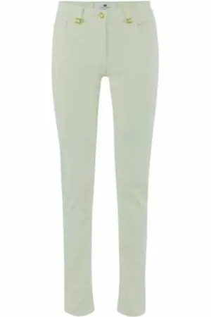 Elisabetta Franchi Broeken, Dames, Groen, W29, Katoen, Mintgroene Slim Fit Stretch Katoenen Jeans