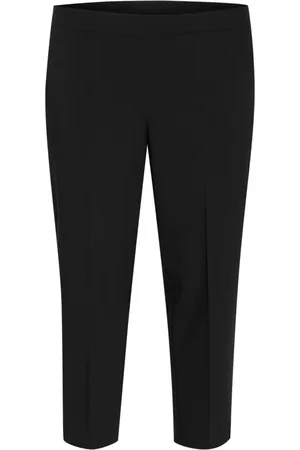 Kaffe Broeken, Dames, Zwart, 7Xl, Polyester, Elastische Cropped Broek Zwart Diep