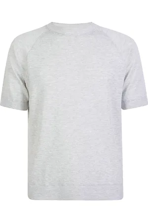 ELEVENTY Tops, Heren, Grijs, M, Linnen, Linnen Crewneck Raglan T-shirt