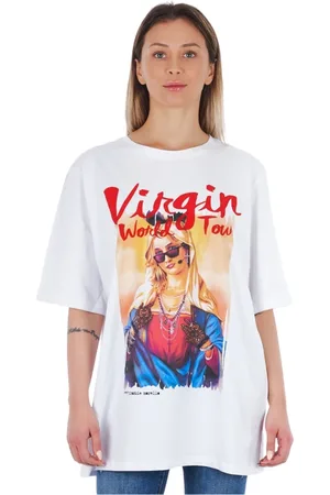 FRANKIE MORELLO Tops, Dames, Wit, XL, Oversize Bedrukt T-shirt Fwcs 9151Ts