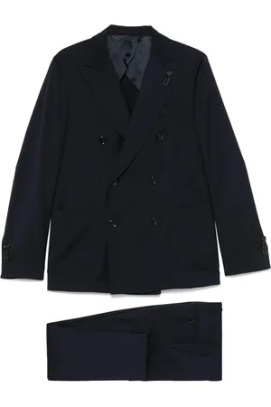 LARDINI Pakken, Heren, Blauw, L, Wol, Middernachtblauwe Wol Double-Breasted Jurk