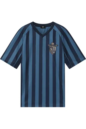 Fendi Tops, Heren, Blauw, L, Korte mouwen ronde hals T-shirt
