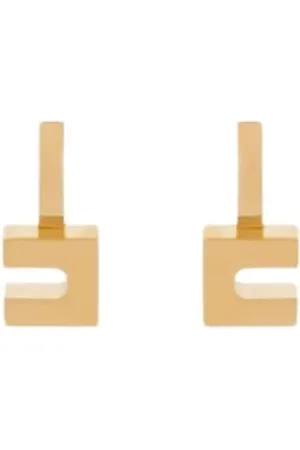 Elisabetta Franchi Accessoires, Dames, Geel, ONE Size, Boogoorbellen met micrologo-detail