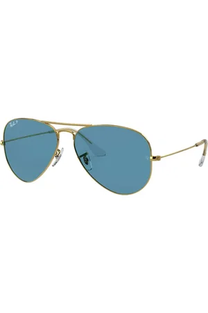 Ray-Ban Accessoires, unisex, Geel, 58 MM, Klassieke Aviator Zonnebril Gepolariseerd
