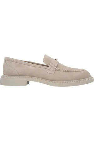 Estro Schoenen, Dames, , 39 EU, Lichtbeige Penny Loafers voor dames gemaakt van Premium Italiaans echt velours