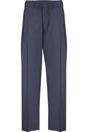 LANEUS Broeken, Dames, Blauw, XL, Katoen, Wijde pijp monopence broek