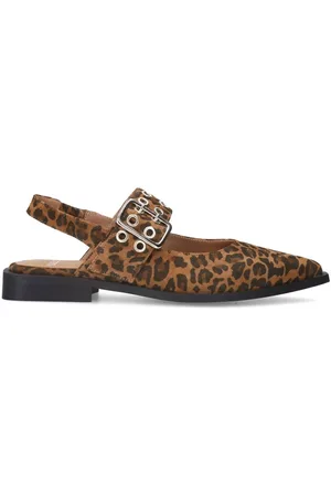 Manfield Schoenen, Dames, , 36 EU, Suède, Luipaardprint Slingbacks in Suède