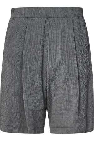 LOW BRAND Korte broeken, Heren, Grijs, L, Wol, Grijze Wollen Shorts met Elastische Tailleband