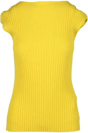 Sportmax Truien, Dames, Geel, M, Katoen, Katoenen Stijlvolle Top