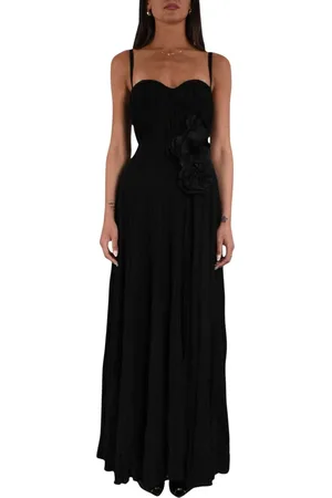 Elisabetta Franchi Kleedjes, Dames, Zwart, XL, Polyester, Lange Jersey Lurex Jurk met Bloemenborduursel