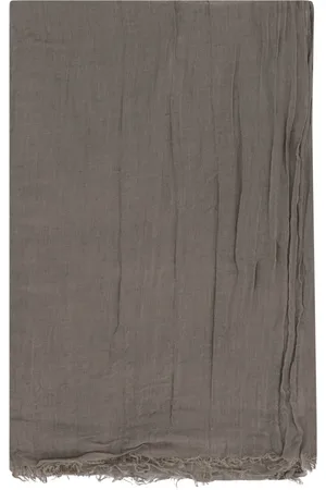Rick Owens Accessoires, Heren, Grijs, ONE Size, Linnen, Gefranjde Linnenmix Sjaal